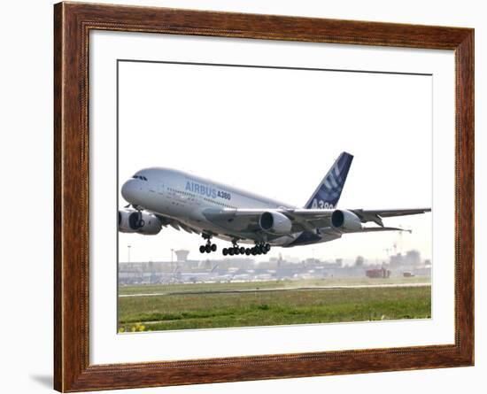 Airbus A380, the World's Largest Passenger Plane, Takes Off Successfully on its Maiden Flight-null-Framed Photographic Print