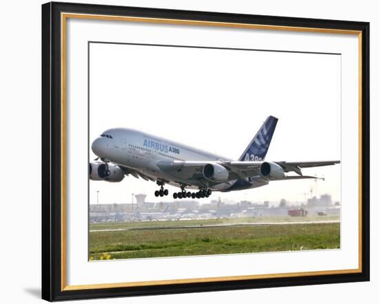 Airbus A380, the World's Largest Passenger Plane, Takes Off Successfully on its Maiden Flight-null-Framed Photographic Print