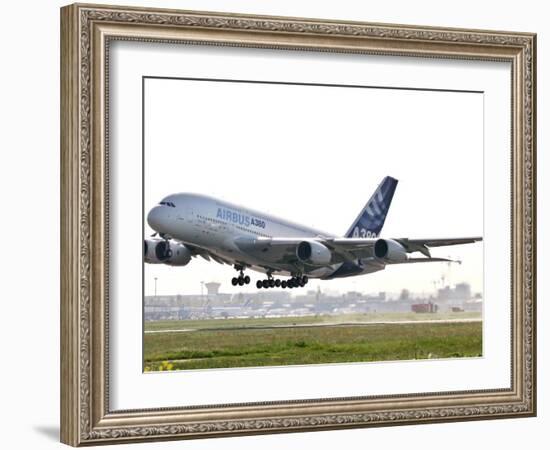 Airbus A380, the World's Largest Passenger Plane, Takes Off Successfully on its Maiden Flight-null-Framed Photographic Print