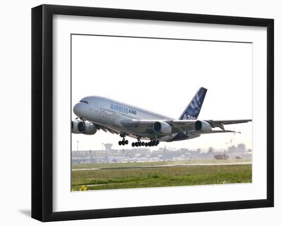 Airbus A380, the World's Largest Passenger Plane, Takes Off Successfully on its Maiden Flight-null-Framed Photographic Print