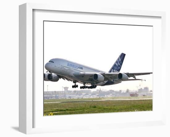 Airbus A380, the World's Largest Passenger Plane, Takes Off Successfully on its Maiden Flight-null-Framed Photographic Print