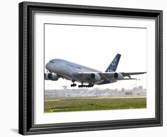 Airbus A380, the World's Largest Passenger Plane, Takes Off Successfully on its Maiden Flight-null-Framed Photographic Print