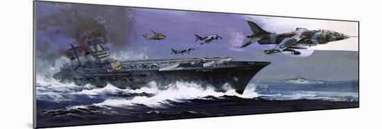 Aircraft Carrier and Jets-English School-Mounted Giclee Print