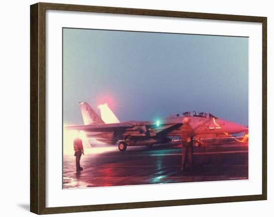 Aircraft Carrier Directing Fighter Aircraft in US Led Allied Desert Storm Gulf War Mission-P^ Cichonowicz-Framed Photographic Print