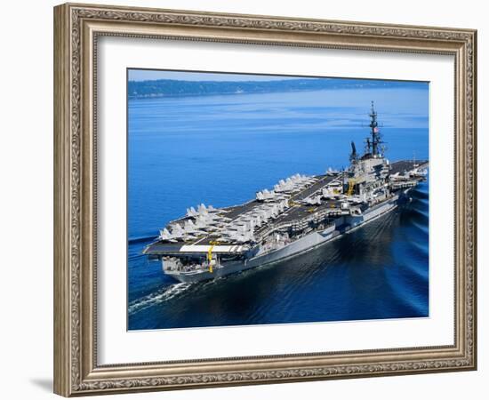 Aircraft Carrier in Calm Water-Stocktrek Images-Framed Photographic Print