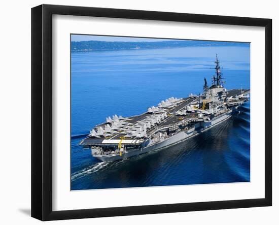 Aircraft Carrier in Calm Water-Stocktrek Images-Framed Photographic Print