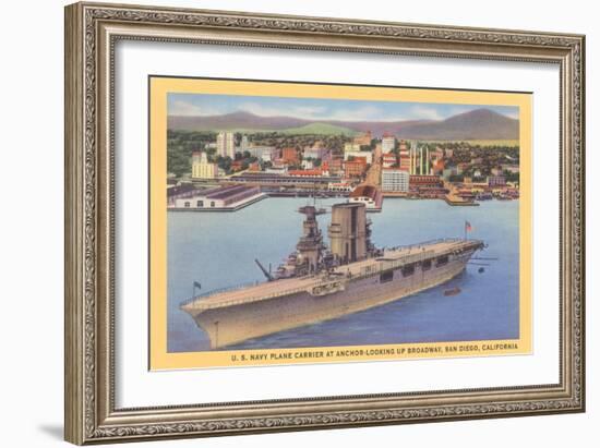 Aircraft Carrier, San Diego Bay-null-Framed Art Print