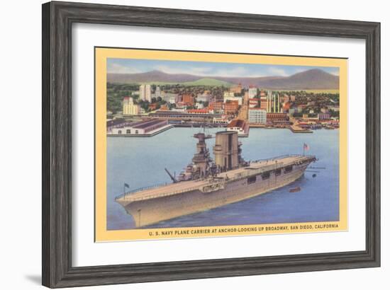 Aircraft Carrier, San Diego Bay-null-Framed Art Print