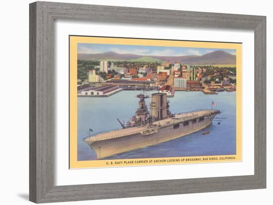 Aircraft Carrier, San Diego Bay-null-Framed Art Print