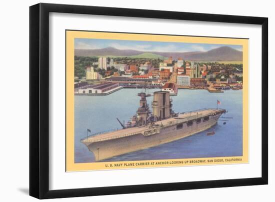 Aircraft Carrier, San Diego Bay-null-Framed Art Print