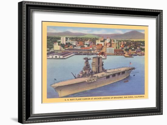 Aircraft Carrier, San Diego Bay-null-Framed Art Print