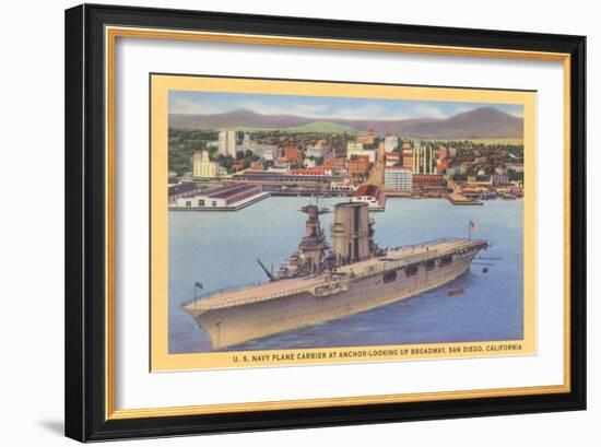 Aircraft Carrier, San Diego Bay-null-Framed Art Print