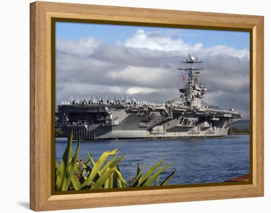 Aircraft Carrier USS Abraham Lincoln Arrives in Pearl Harbor, Hawaii-Stocktrek Images-Framed Premier Image Canvas