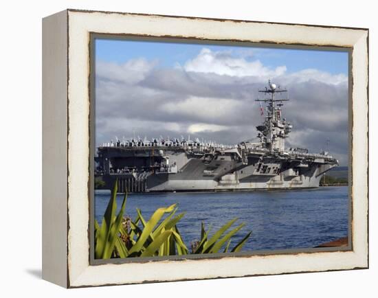 Aircraft Carrier USS Abraham Lincoln Arrives in Pearl Harbor, Hawaii-Stocktrek Images-Framed Premier Image Canvas