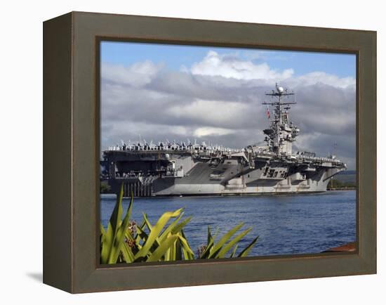 Aircraft Carrier USS Abraham Lincoln Arrives in Pearl Harbor, Hawaii-Stocktrek Images-Framed Premier Image Canvas