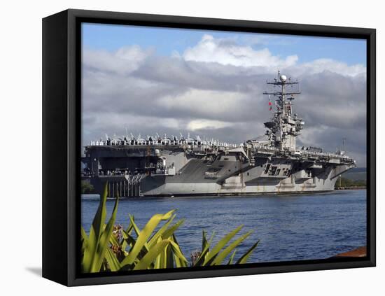 Aircraft Carrier USS Abraham Lincoln Arrives in Pearl Harbor, Hawaii-Stocktrek Images-Framed Premier Image Canvas