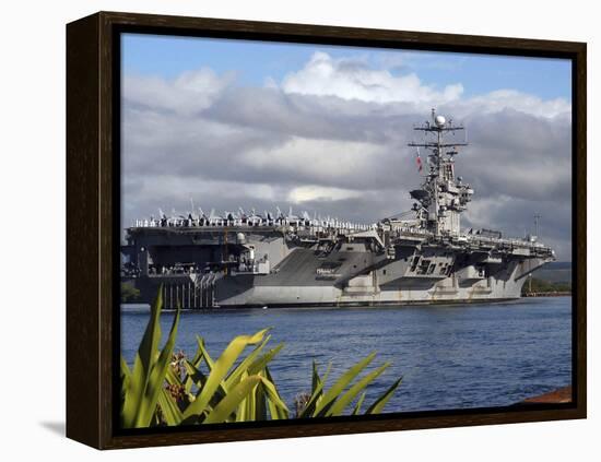 Aircraft Carrier USS Abraham Lincoln Arrives in Pearl Harbor, Hawaii-Stocktrek Images-Framed Premier Image Canvas