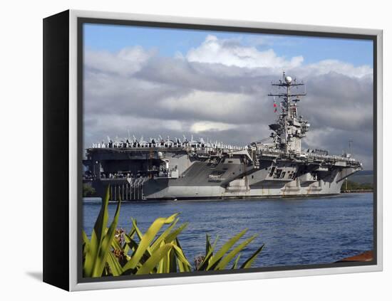 Aircraft Carrier USS Abraham Lincoln Arrives in Pearl Harbor, Hawaii-Stocktrek Images-Framed Premier Image Canvas