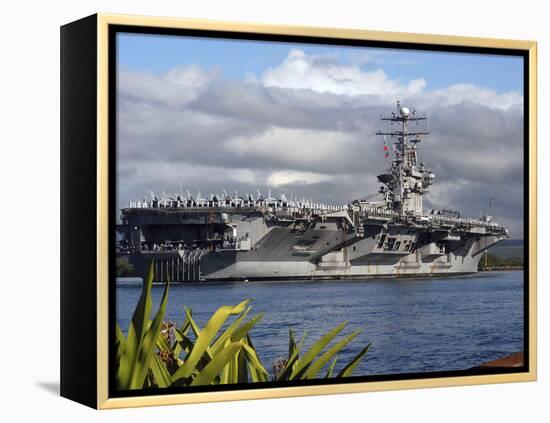 Aircraft Carrier USS Abraham Lincoln Arrives in Pearl Harbor, Hawaii-Stocktrek Images-Framed Premier Image Canvas