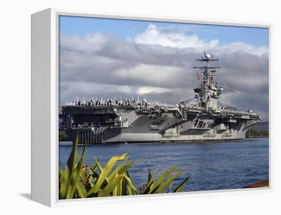 Aircraft Carrier USS Abraham Lincoln Arrives in Pearl Harbor, Hawaii-Stocktrek Images-Framed Premier Image Canvas