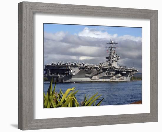 Aircraft Carrier USS Abraham Lincoln Arrives in Pearl Harbor, Hawaii-Stocktrek Images-Framed Photographic Print