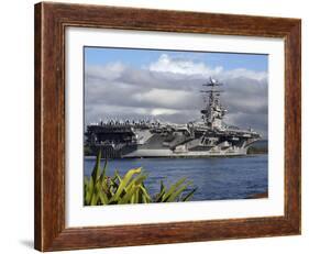Aircraft Carrier USS Abraham Lincoln Arrives in Pearl Harbor, Hawaii-Stocktrek Images-Framed Photographic Print