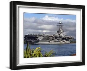 Aircraft Carrier USS Abraham Lincoln Arrives in Pearl Harbor, Hawaii-Stocktrek Images-Framed Photographic Print