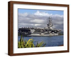 Aircraft Carrier USS Abraham Lincoln Arrives in Pearl Harbor, Hawaii-Stocktrek Images-Framed Photographic Print