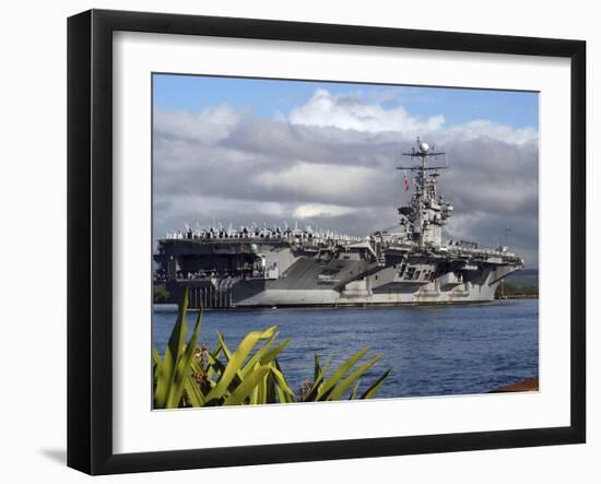 Aircraft Carrier USS Abraham Lincoln Arrives in Pearl Harbor, Hawaii-Stocktrek Images-Framed Photographic Print