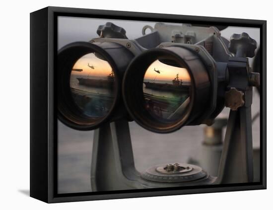 Aircraft Carrier USS Dwight D. Eisenhower Is Reflected in a Set of Big Eyes Binoculars-Stocktrek Images-Framed Premier Image Canvas