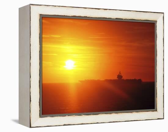 Aircraft Carrier USS Enterprise Underway in the Atlantic Ocean During Sunset-Stocktrek Images-Framed Premier Image Canvas