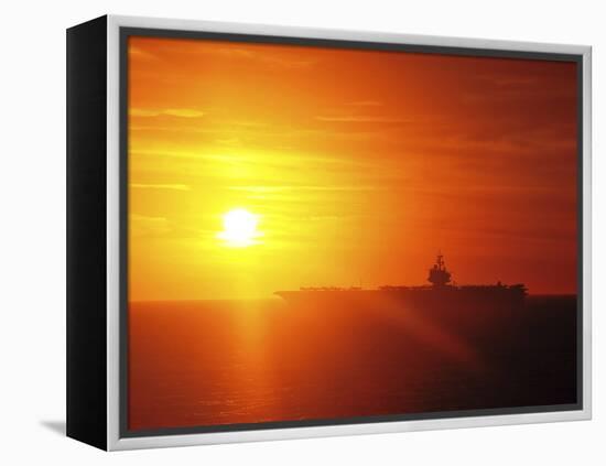 Aircraft Carrier USS Enterprise Underway in the Atlantic Ocean During Sunset-Stocktrek Images-Framed Premier Image Canvas