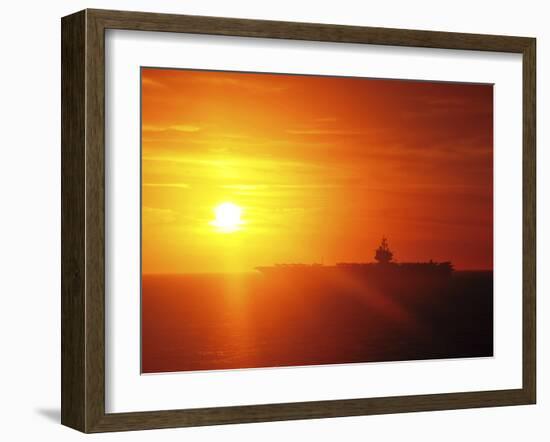 Aircraft Carrier USS Enterprise Underway in the Atlantic Ocean During Sunset-Stocktrek Images-Framed Photographic Print