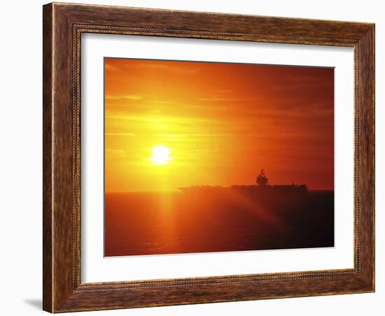 Aircraft Carrier USS Enterprise Underway in the Atlantic Ocean During Sunset-Stocktrek Images-Framed Photographic Print