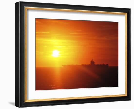 Aircraft Carrier USS Enterprise Underway in the Atlantic Ocean During Sunset-Stocktrek Images-Framed Photographic Print