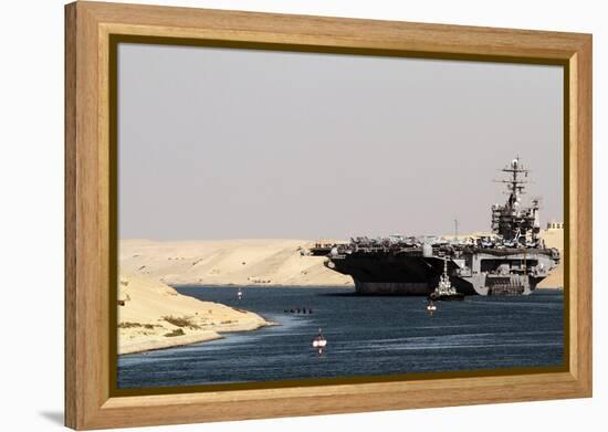 Aircraft Carrier USS Harry S. Truman Passes Underneath the Suez Canal Bridge, 2010-null-Framed Stretched Canvas