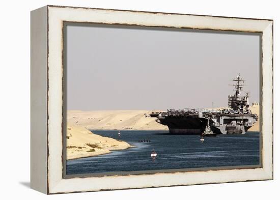 Aircraft Carrier USS Harry S. Truman Passes Underneath the Suez Canal Bridge, 2010-null-Framed Stretched Canvas