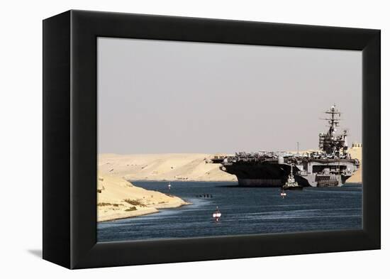 Aircraft Carrier USS Harry S. Truman Passes Underneath the Suez Canal Bridge, 2010-null-Framed Stretched Canvas