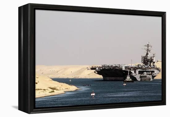 Aircraft Carrier USS Harry S. Truman Passes Underneath the Suez Canal Bridge, 2010-null-Framed Stretched Canvas