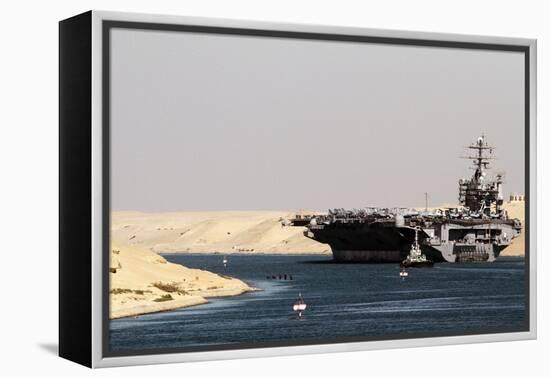 Aircraft Carrier USS Harry S. Truman Passes Underneath the Suez Canal Bridge, 2010-null-Framed Stretched Canvas