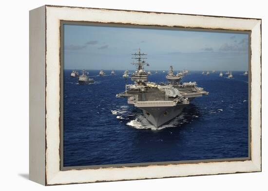 Aircraft Carrier USS Ronald Reagan Leads Allied Ships on Pacific Ocean, July 2010-null-Framed Stretched Canvas