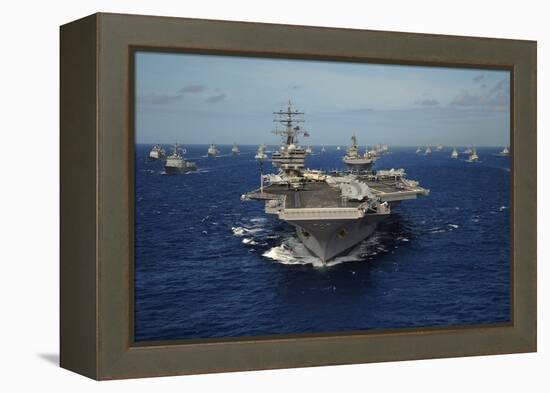 Aircraft Carrier USS Ronald Reagan Leads Allied Ships on Pacific Ocean, July 2010-null-Framed Stretched Canvas