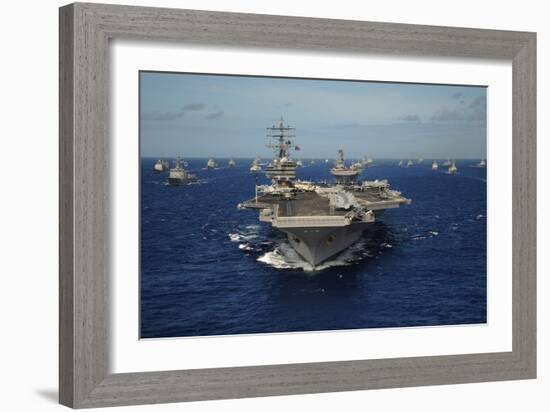 Aircraft Carrier USS Ronald Reagan Leads Allied Ships on Pacific Ocean, July 2010-null-Framed Photo