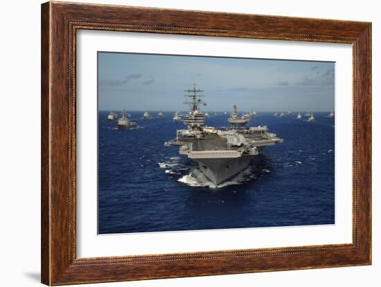 Aircraft Carrier USS Ronald Reagan Leads Allied Ships on Pacific Ocean, July 2010-null-Framed Photo