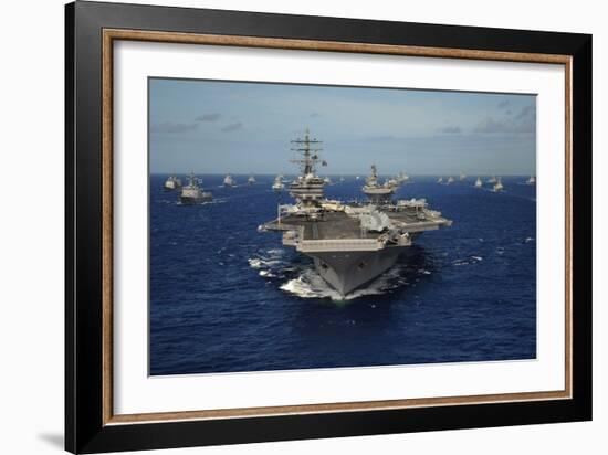 Aircraft Carrier USS Ronald Reagan Leads Allied Ships on Pacific Ocean, July 2010-null-Framed Photo