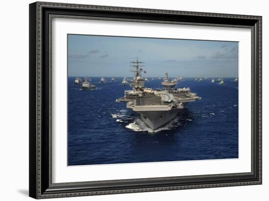 Aircraft Carrier USS Ronald Reagan Leads Allied Ships on Pacific Ocean, July 2010-null-Framed Photo