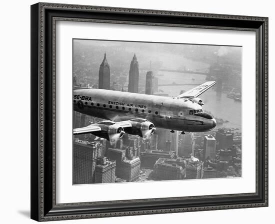 Aircraft Flying over City, 1946-null-Framed Art Print