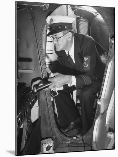 Airline Employee Checking Equipment-Hansel Mieth-Mounted Premium Photographic Print