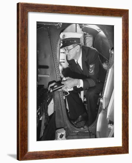 Airline Employee Checking Equipment-Hansel Mieth-Framed Premium Photographic Print