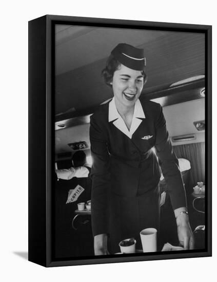 Airline Stewardess Seving Coffee-Peter Stackpole-Framed Premier Image Canvas